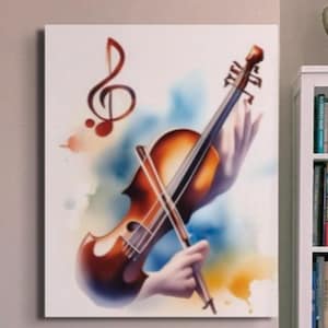 Violin with hands playing, Musician Gift, Wall Art Decor, Classical Instrument Poster, Musical Wall Hanging, Canvas Wall Art, Home & Living
