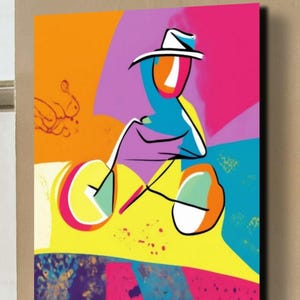 Bicyclist Rides Fast, Canvas Wall Art, Home Decor, Cycling Enthusiast Gift, Sports Wall Decor, Unique Bicycle, Sport Wall Art