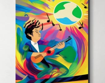 Electric Guitar Player Canvas Art: Rock 'n' Roll Music Room Decor