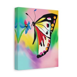 Farfalla colorata che profuma di fiore, arte murale su tela, decorazione da parete, decorazione per ufficio, regalo per amanti della natura, regalo per amanti degli animali, decorazione su tela
