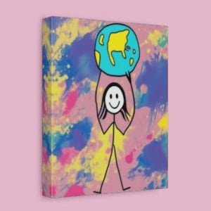 Girl Power holding the world, inspirational Wall Art, Motivational Home Decor, Be Strong Globe Holder, Earth Day Gift, Home & Living