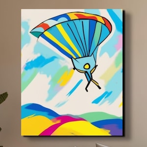 Paragliding Adventure Scenery Artwork Canvas Wall Art, Wall Decor, Home Decoration, Gift for Travelers, Nature Lovers, Landscape Art,