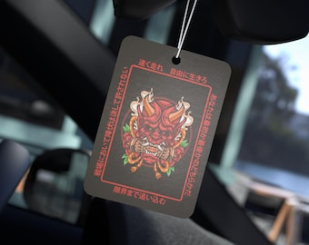 Aromatizador de ar para carro Oni | Aromatizador de ar JDM | Aromatizador perfumado | Aromatizador de carro | Aromatizador Illustration | Máscara Oni