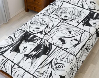 Manta de felpa de terciopelo con tiras de manga / Manta de anime / Manta de felpa de manga / Manta de tiro / Manta de anime kawaii