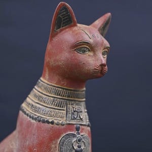 Bastet Cat Statue – Egyptian Goddess Sculpture, Unique Stone Amulet Handmade in Egypt