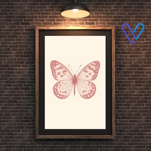 Boho Butterfly Printable Art – Digital Download Wall Decor for Girls Room, Vintage Retro Nursery Art, Modern Boho Butterfly Wall Print