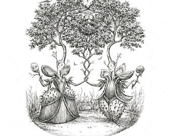 The Chestnut Nuptials - Limited edition print of a pen and ink drawing