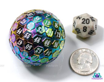 Rainbow D100 | Anodized Iridescent, Multi-Colored | Giant Metal Die (1)