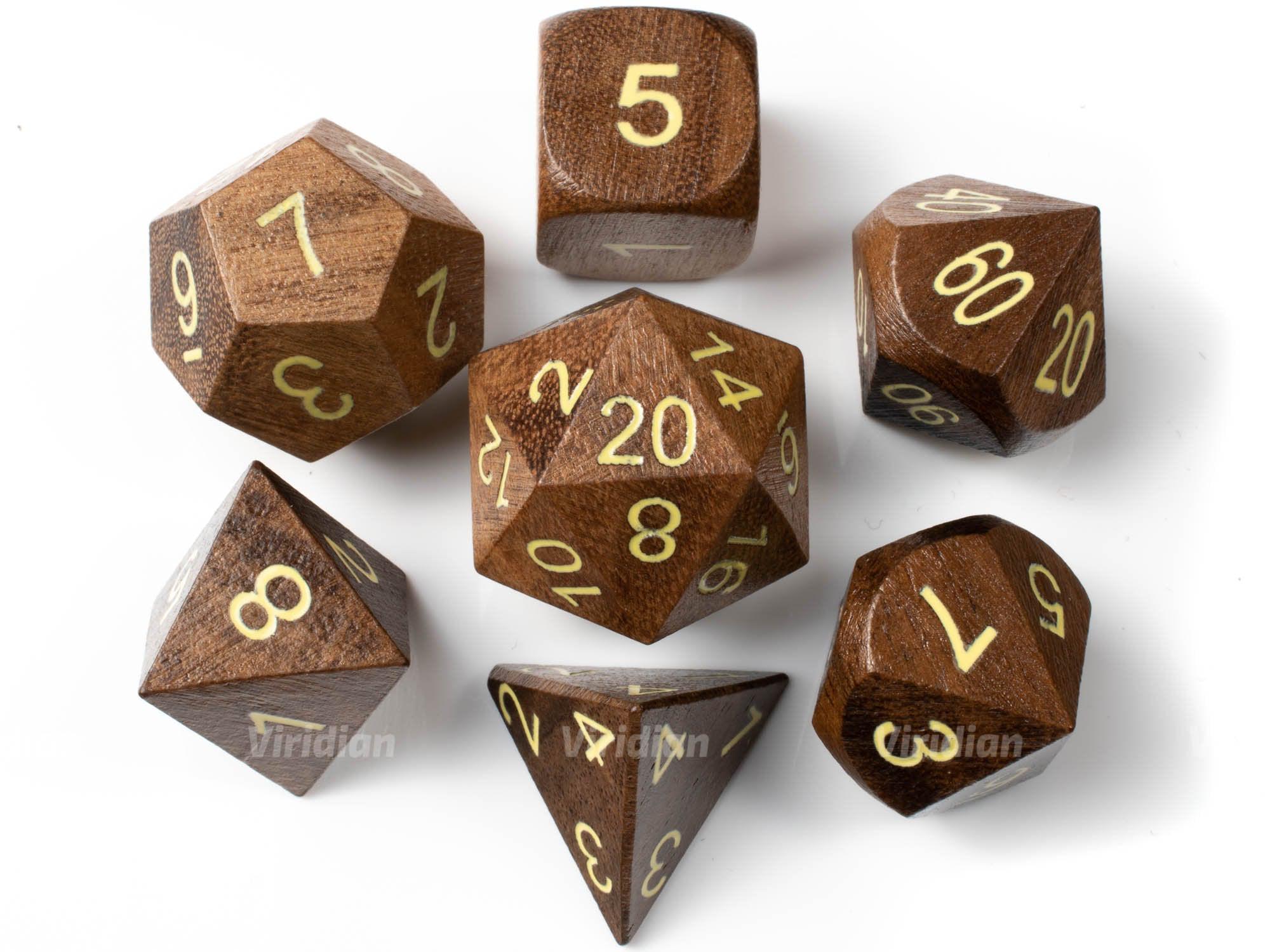 Acacia Wood Dice Set (7) Dungeons and Dragons (dnd)