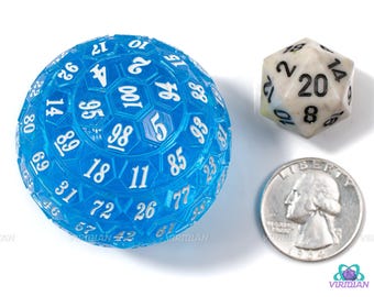 Blue & White D100 | Translucent 45mm Giant Acrylic Die (1)