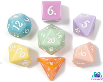 Macarons | Multicolored Pastel Resin Dice Set (7) | Dungeons and Dragons (DnD)