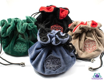 Plush Dice Bag of Holding +5 | Flannel Drawstring, 7 Compartments, Stores ~100 Dice | Large Dice Pouch