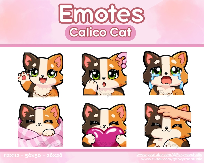Glückskatzen Emotes Pack - Kawaii Stream Emotes für Twitch, Discord ...