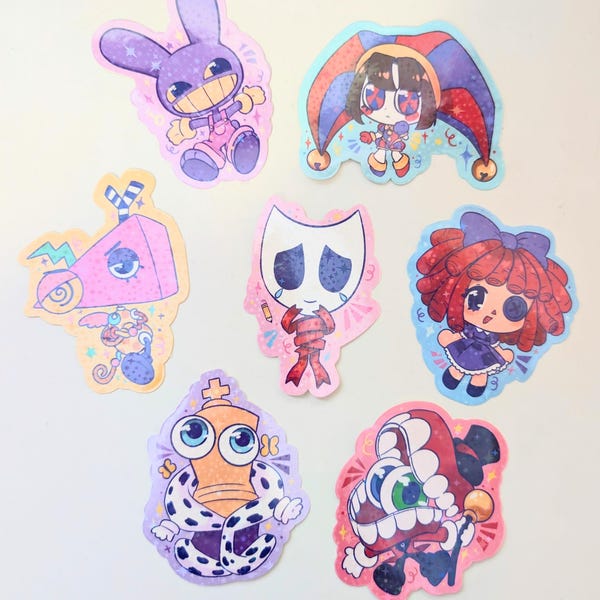The Digital Circus Chibi Stickers - Holographic Vinyl