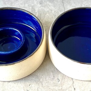 CUSTOM Made to Order Slow Feed Ceramic Dog Bowl OR Water Bowl Personalized with Name Blue w/Bronze