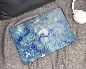 Cat Flowers River New Macbook Case, Hard Laptop Case for Macbook Air 15/13 Pro 13/14/15/16 2021 2022 M2 2023 2024, Custom Macbook Case
