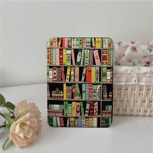Retro Bookshelf Kindle Case Cover Sleeve, Kindle PaperWhite 12/11/10th Case, Kindle 6"/6.8"/7", Kindle 2022 2024 Case, Kindle Colorsoft