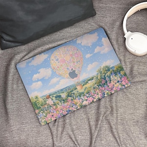 Nouvelle coque Macbook en forme de montgolfière florale, étui rigide pour ordinateur portable pour Macbook Air 15/13 Pro 13/14/15/16 2021 2022 M2 2023 2024, coque Macbook personnalisée