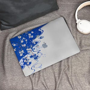 Blue Japanese Art New Macbook Case, Hard Laptop Case for Macbook Air 15/13 Pro 13/14/15/16 2021 2022 M2 2023 2024, Custom Macbook Case