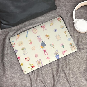 Cute Bow Collage New Macbook Case, Hard Laptop Case for Macbook Air 15/13 Pro 13/14/15/16 2021 2022 M2 2023 2024, Custom Macbook Case