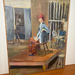 Pintura a óleo emoldurada de uma musa - JAY TATE, 23&quot;x28&quot;, assinada