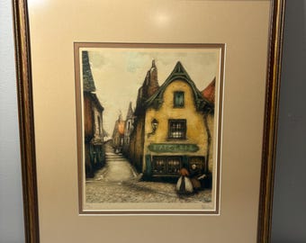 限定版「Epicerie à Bruxelles」、額入り、ジェフ・コドロン作、カラーオリジナルエッチング、16インチ×18インチ
