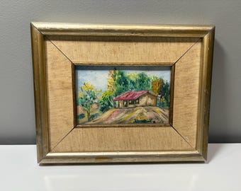 Obra de arte popular enmarcada de 10,5" x 9" (pintura al óleo)