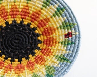 Sunflower Ladybug Coiled Basket Bowl