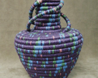 Purple Spiral Coiled Linen Vase