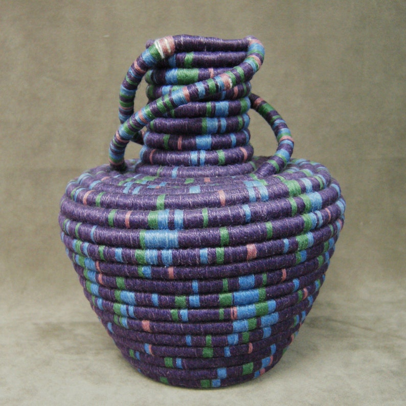 Purple Spiral Coiled Linen Vase image 1