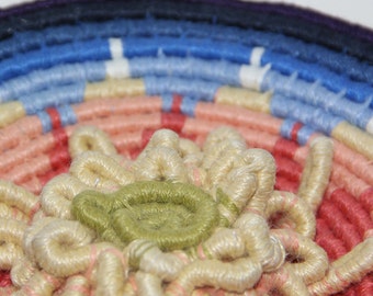 Chrysanthemum Coiled Linen Basket