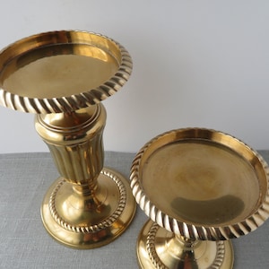 Vintage Brass Pillar Candle Holders image 2