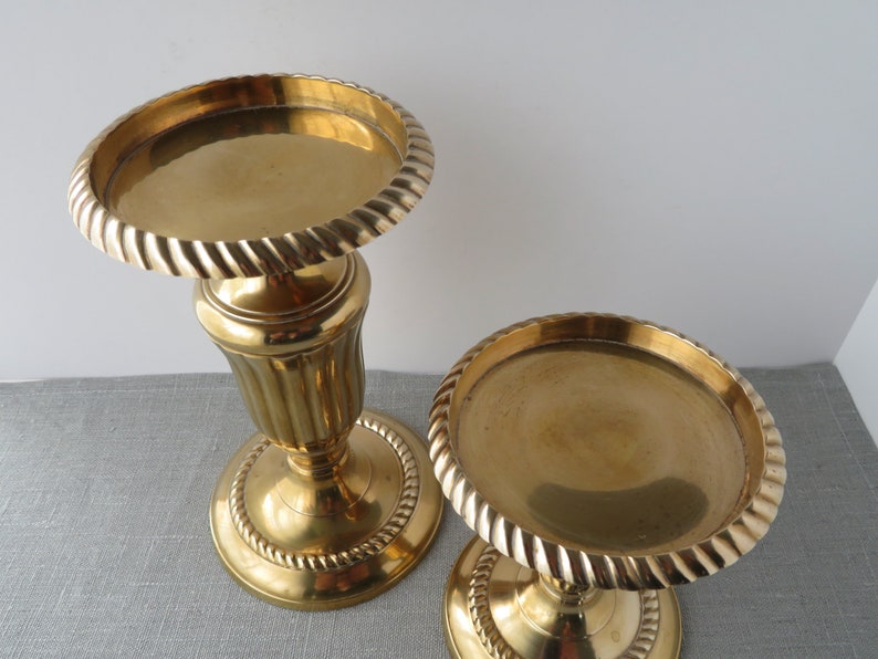 Vintage Brass Pillar Candle Holders image 2