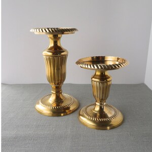 Vintage Brass Pillar Candle Holders image 1