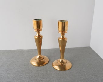 Vintage Brass Candlestick Holders Heavy Candle Holder Rosey Gold
