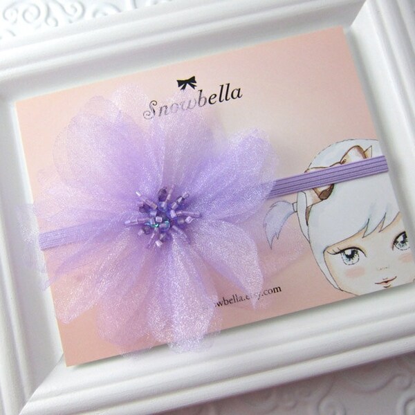 Organza Water Lily Headband in Lavender