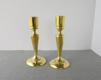 Vintage Brass Candlestick Holders Heavy Candle Holder Bright Gold