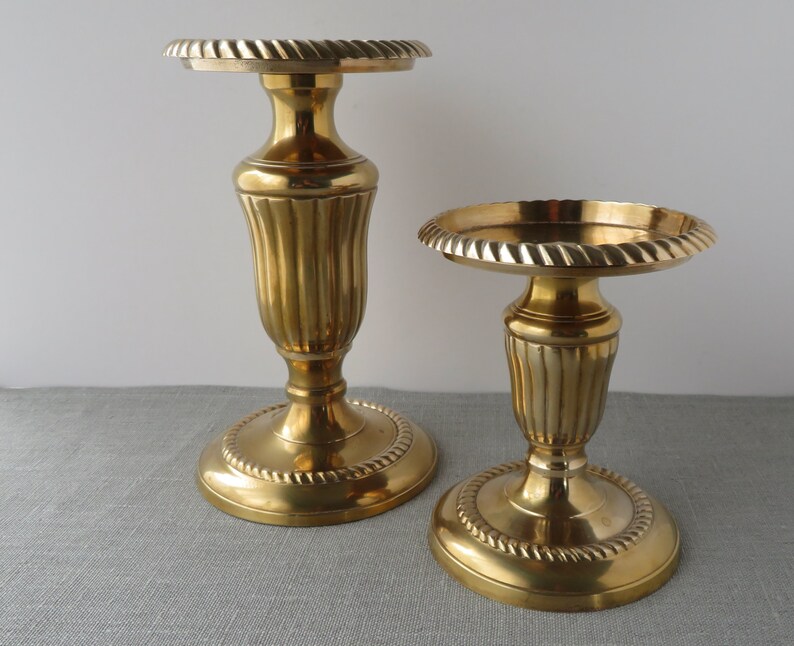 Vintage Brass Pillar Candle Holders image 7