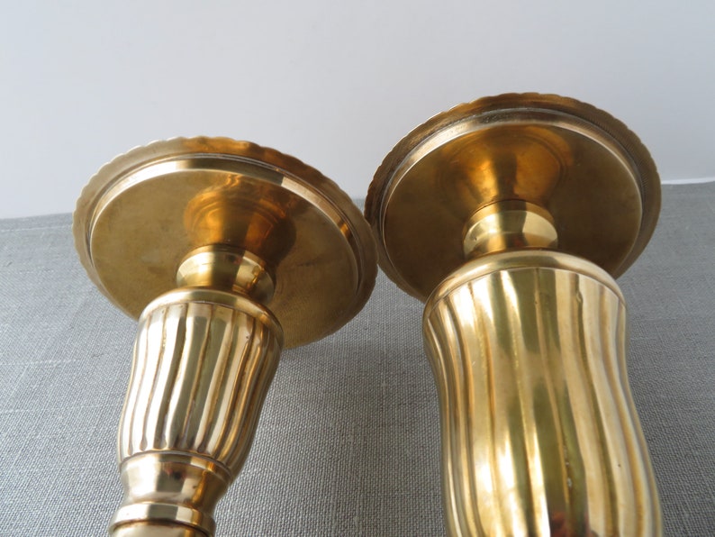 Vintage Brass Pillar Candle Holders image 3