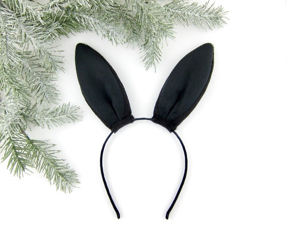 black rabbit ears headband