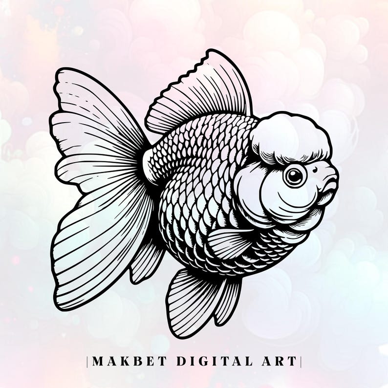 Oranda Svg Lion Head Oranda Goldfish Svg Pdf Png Jpg,goldfish Clipart,goldfish ...