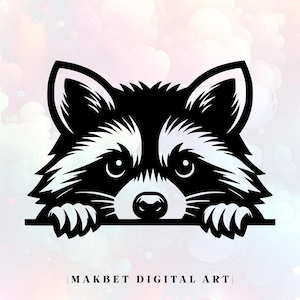 Peeking Cute Raccoon Svg & Png,Raccoon Svg,Clipart,Vector Image,Cricut,Silhouette File,Animal Cut File,Sublimation Design,Commercial Use
