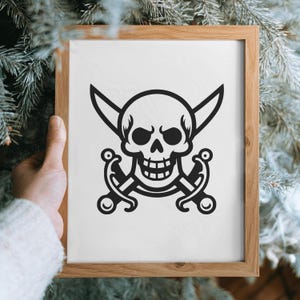 Pirate Skull Crossed Swords Logo Svg Png Pdf Clipart Vector Silhouette ...