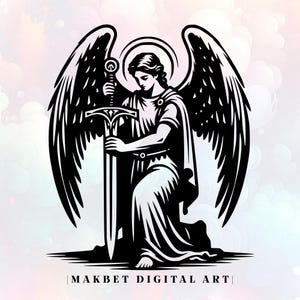 St. Michael Svg, ArcAngel Svg, Angel Svg, Christian Warrior Svg, png, pdf, jpg, clipart, vector, silhouet, gesneden bestand, digitale download, commercieel gebruik
