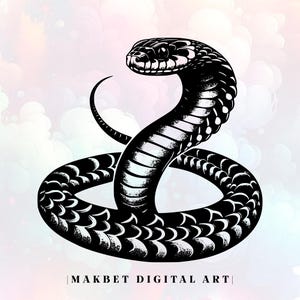 Cobra Svg en png, slang png, clipartafbeelding cobra, vectorafbeelding cobra, cobrasilhouet, lasergraveren, bestand knippen, digitale download, commercieel gebruik
