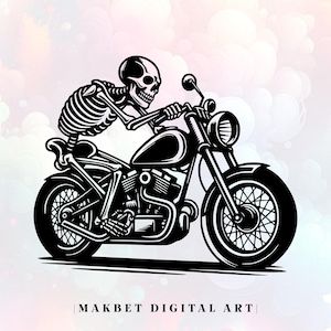 Skeleton Rider SVG: Skull PNG, Motorcycle Clipart, Vector, Laser Cut File (Digital Download)