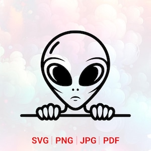 Peeking Alien SVG: PNG, Cut File, Clipart, Vector, T-shirt Design (Digital Download)