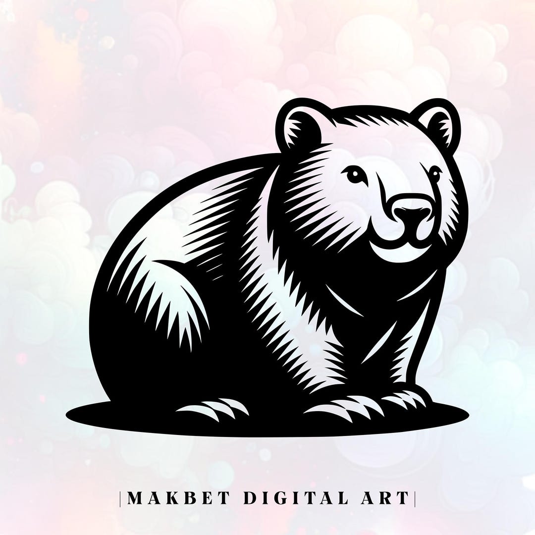 Wombat Bitmap Wombat SVG: PNG, Animal Clipart, Vector Design, Laser Cut File (digital ...