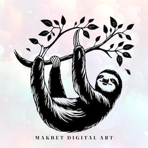 Sloth SVG Cut File: Clipart, Vector, Stencil (Commercial Use) (Digital Download)