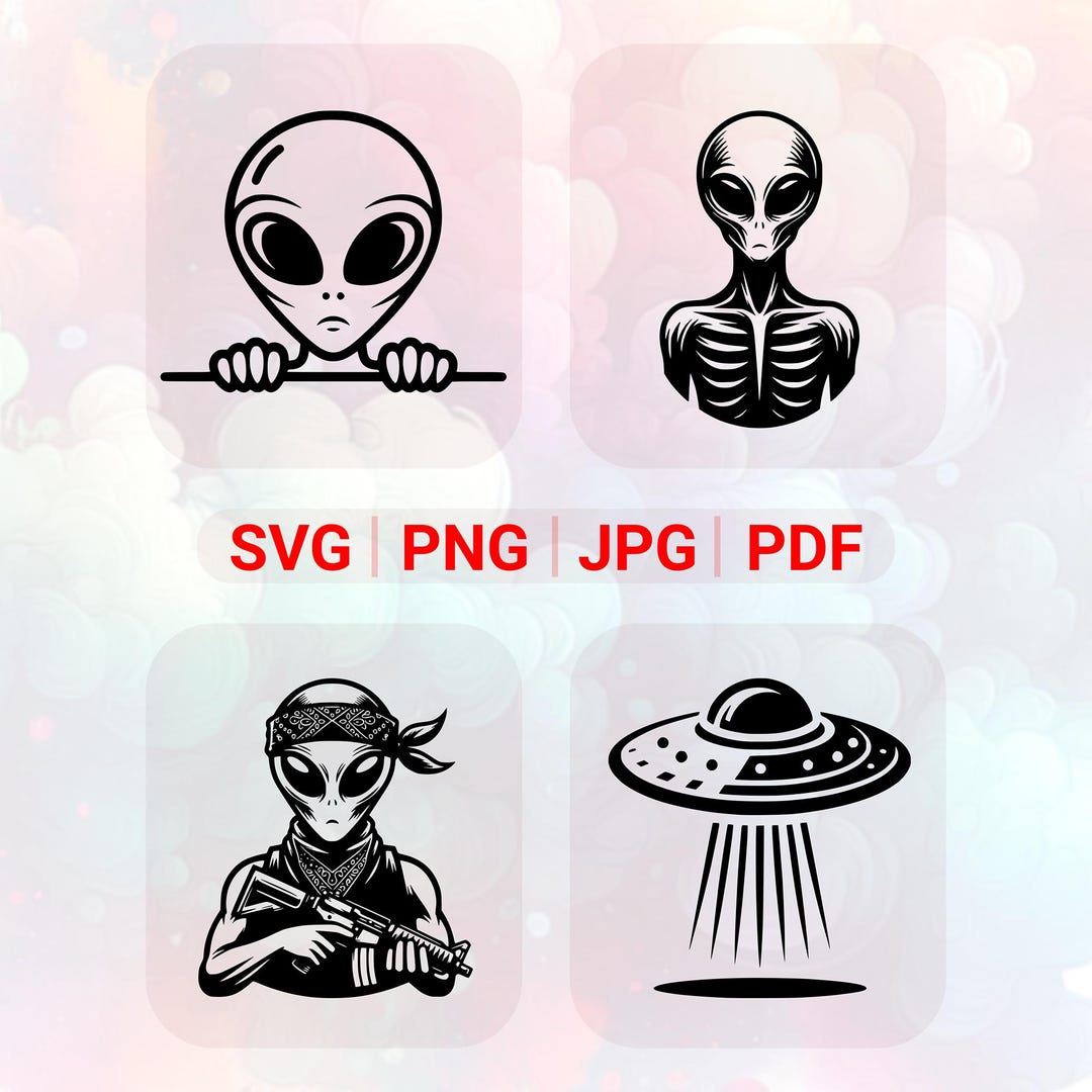 Alien SVG: PNG, Bundle Clipart, Vector Design, Laser Cut File (digital ...
